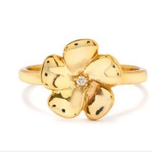 NWT Diamond Flash Gold Sterling Flower Ring, Sz 6